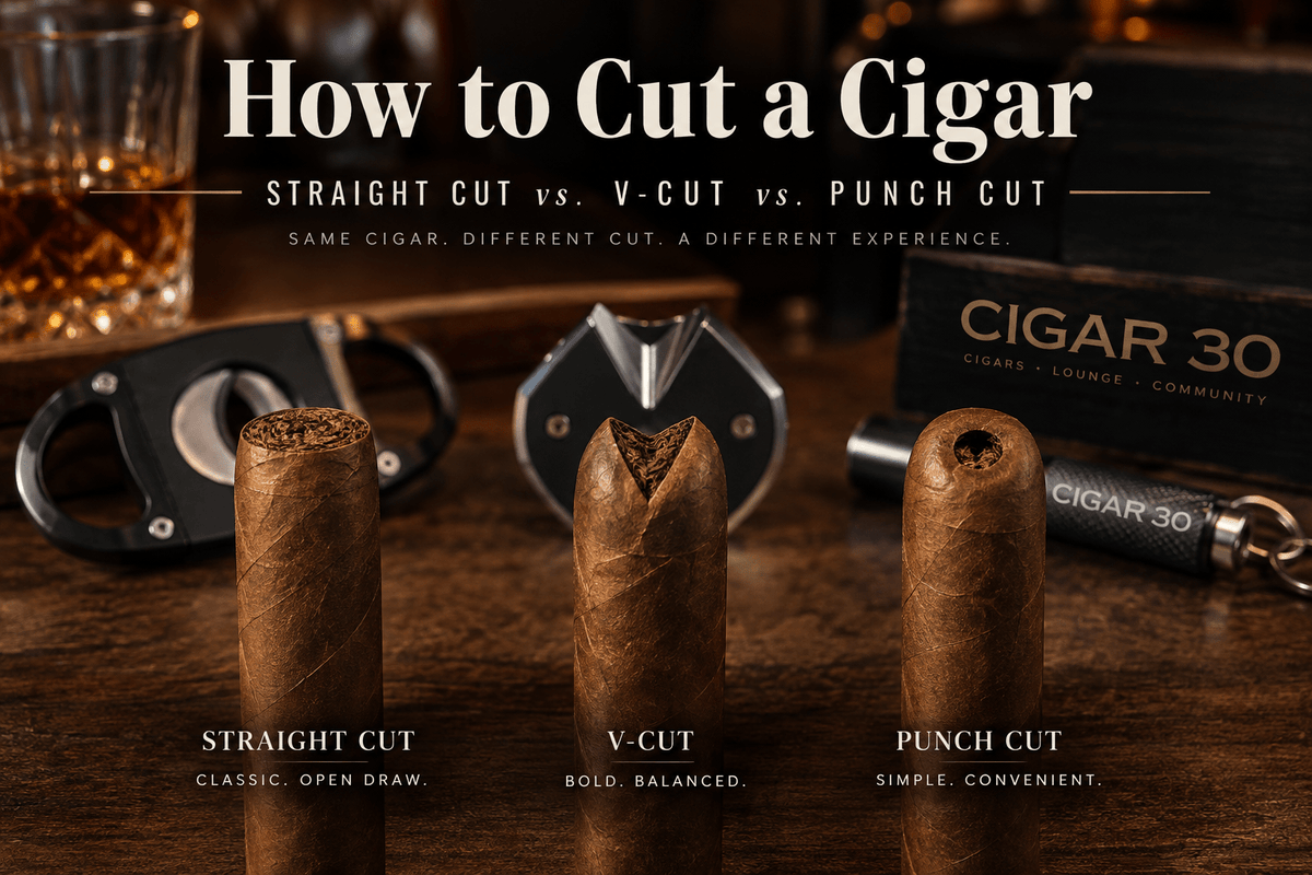 How to Cut a Cigar: Straight Cut vs. V-Cut vs. Punch Cut - Cigar 30